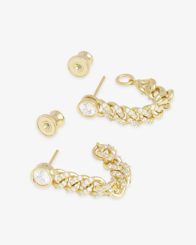 Pave Julian Soft Chain Hoops | Melinda Maria