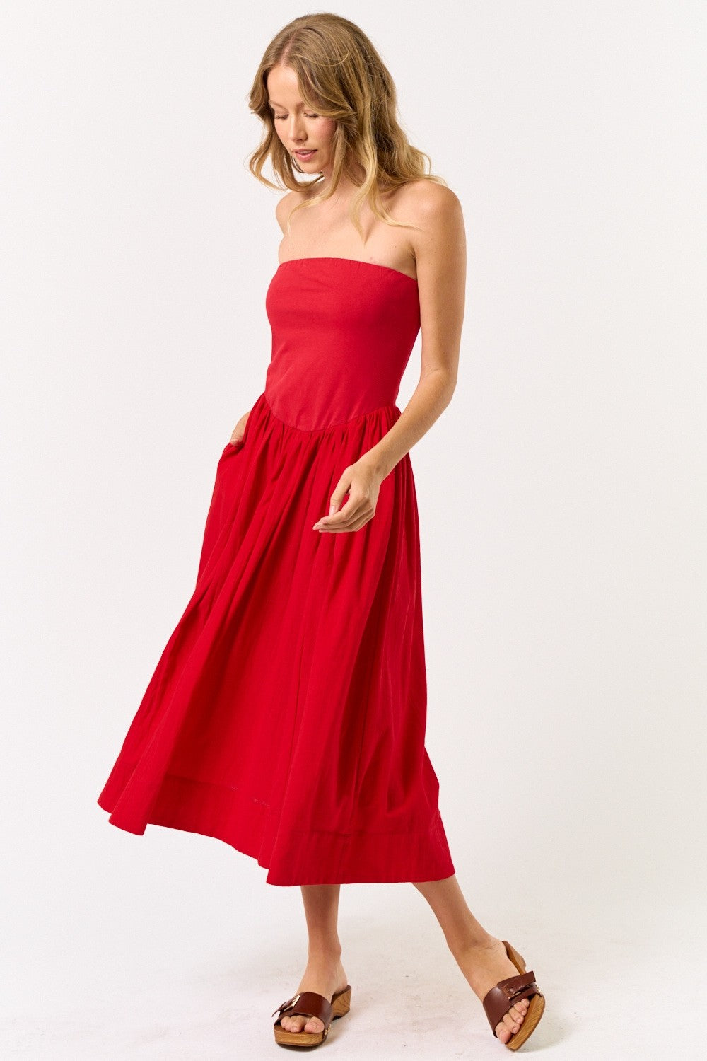 Strapless Cotton Midi