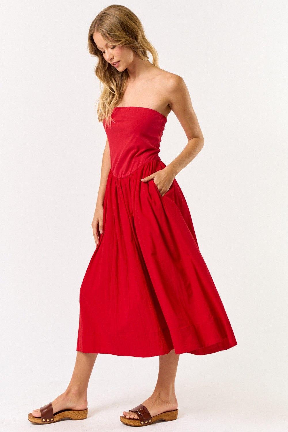 Strapless Cotton Midi