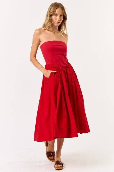 Strapless Cotton Midi