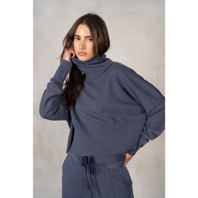 Terry Rib Turtleneck Sweatshirt
