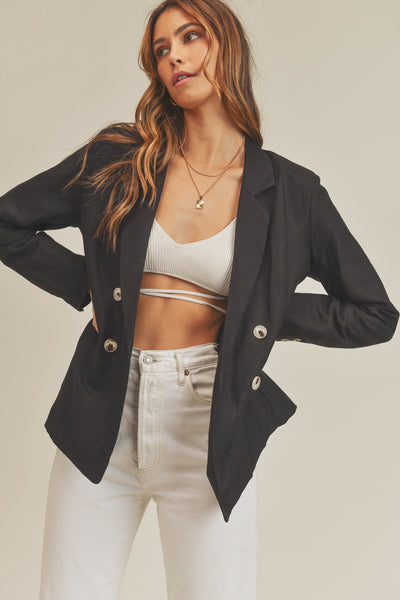 Boyfriend Fit Linen Blazer
