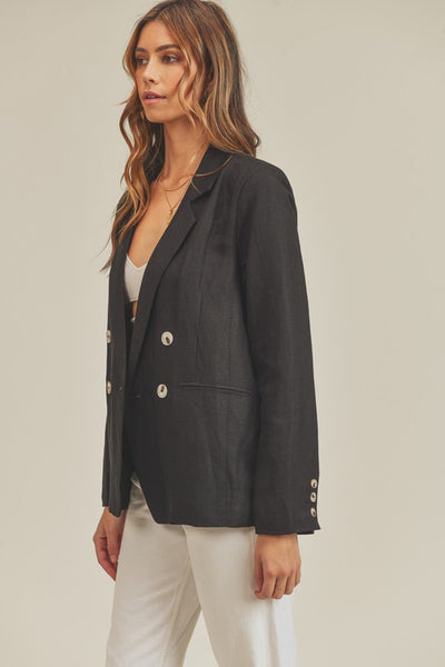 Boyfriend Fit Linen Blazer