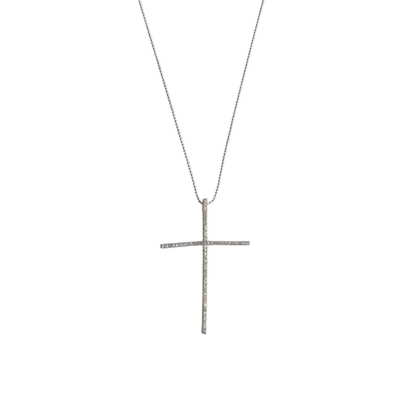 Large Pave Floating Cross Necklace