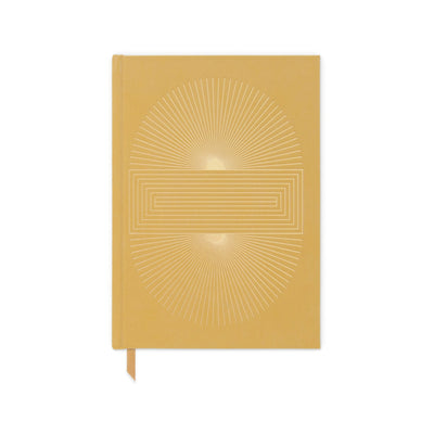 Hard Cover Suede Cloth Journal With Pocket - Radiant Suns Block