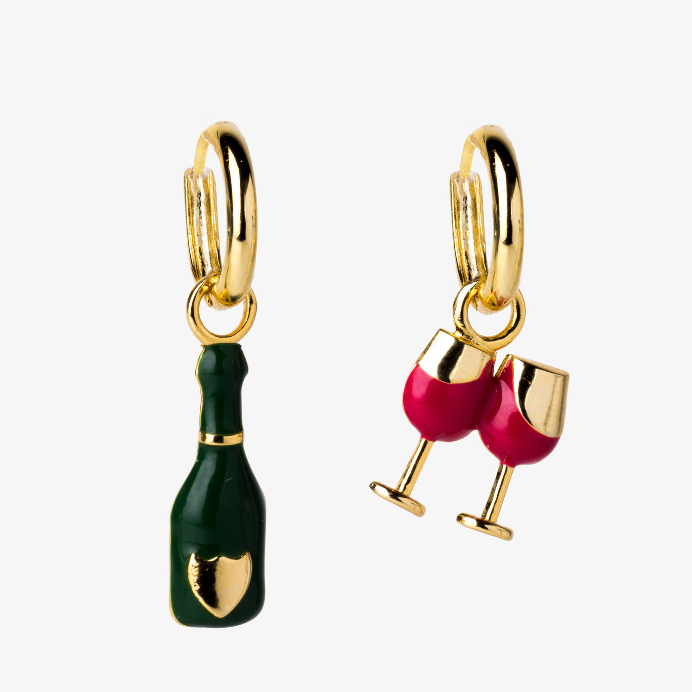 Hoop Earrings - Champagne & Glass
