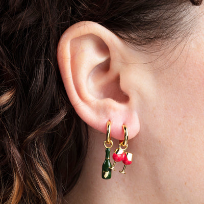 Hoop Earrings - Champagne & Glass
