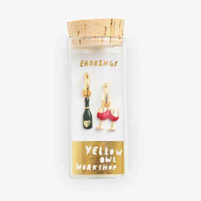 Hoop Earrings - Champagne & Glass