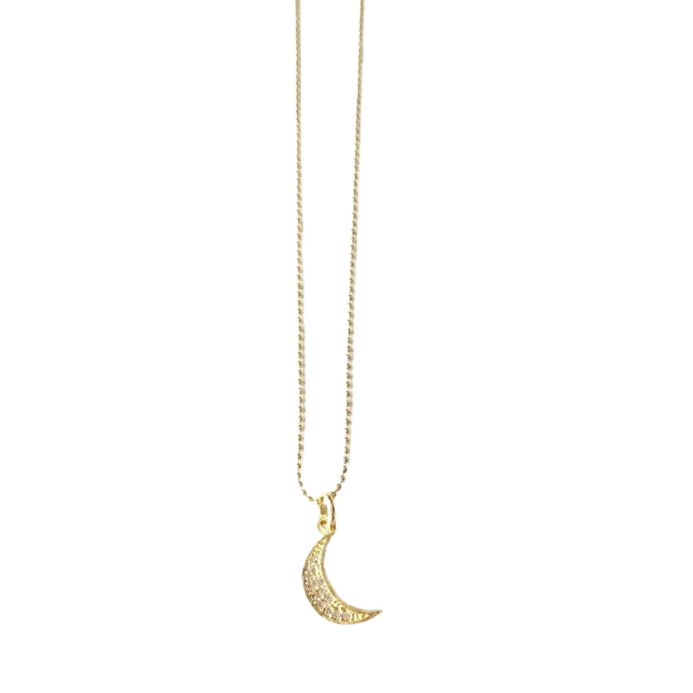 Pave Crescent Moon Necklace