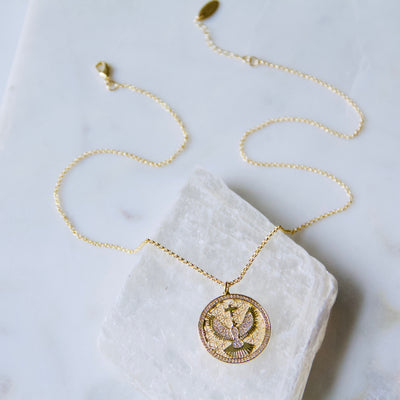 Zircon Eagle Coin Necklace