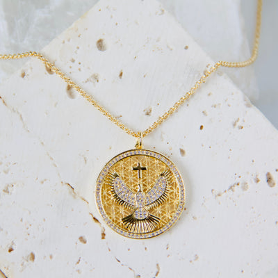Zircon Eagle Coin Necklace