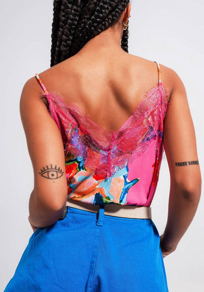 Cami with Lace Trim - Fuchsia