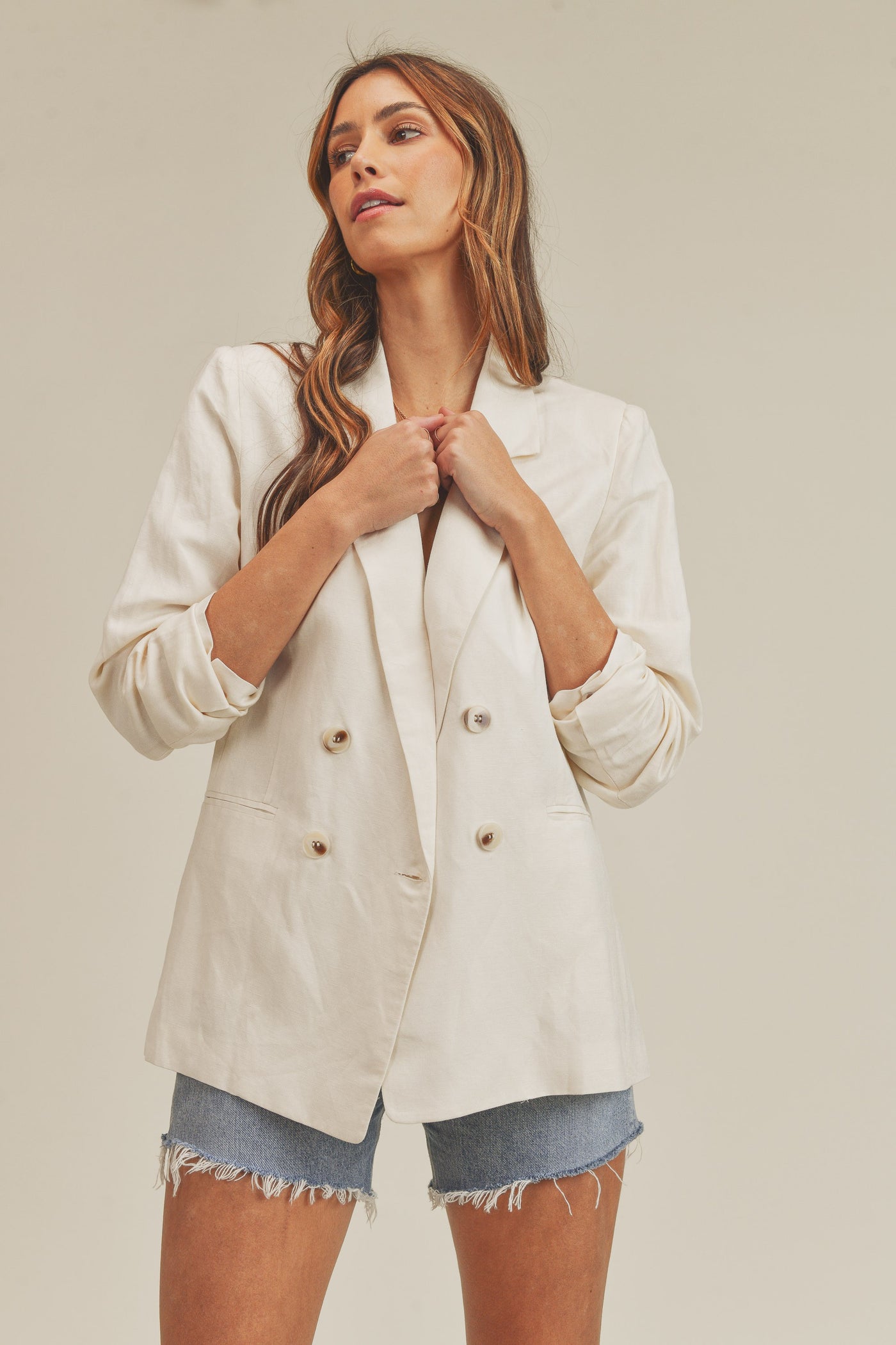 Boyfriend Fit Linen Blazer