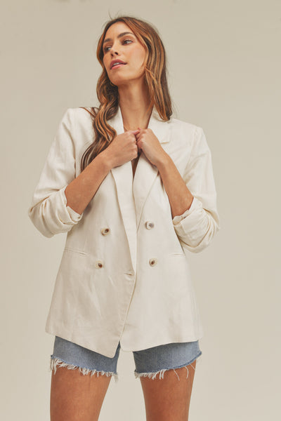 Boyfriend Fit Linen Blazer