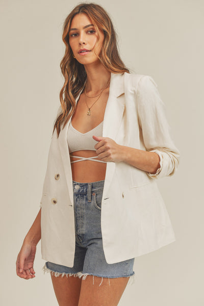 Boyfriend Fit Linen Blazer