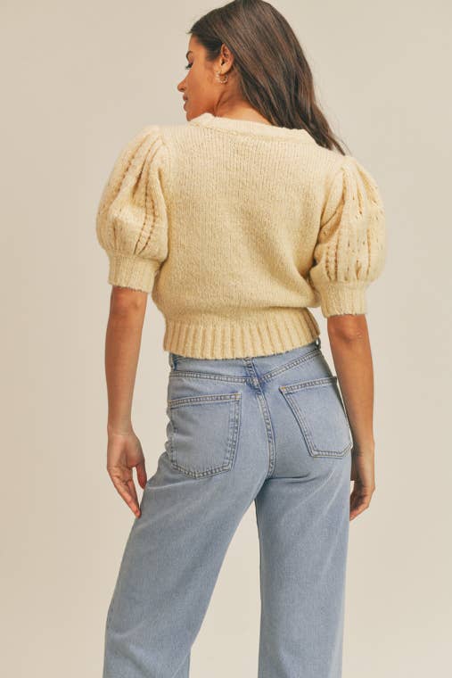 Puff Sleeve Pointelle Sweater