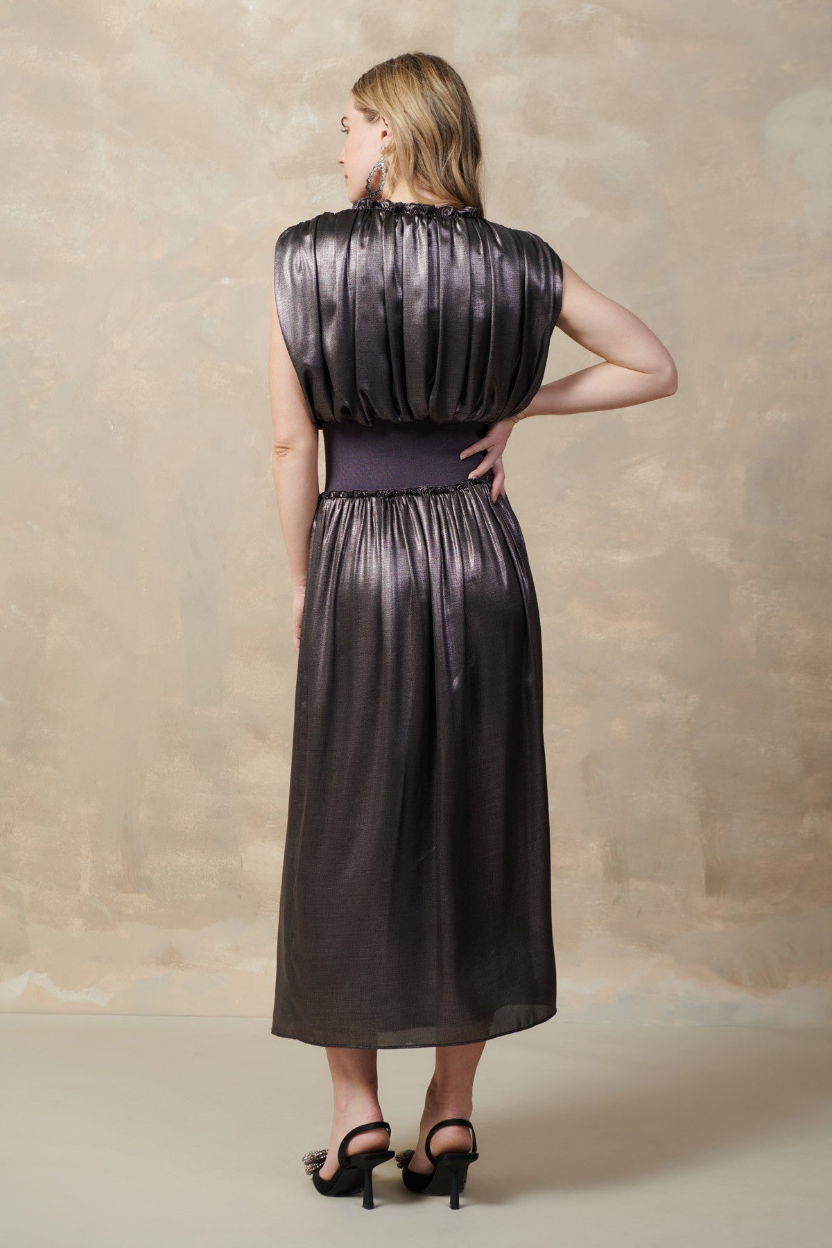 Shirred Midi Dress