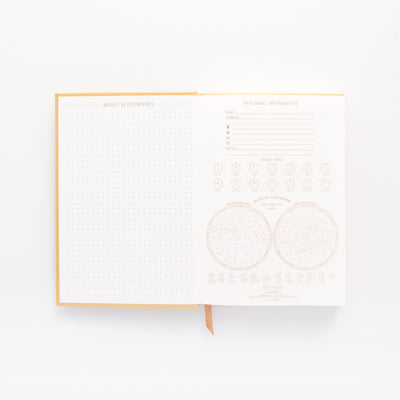 Hard Cover Suede Cloth Journal With Pocket - Radiant Suns Block