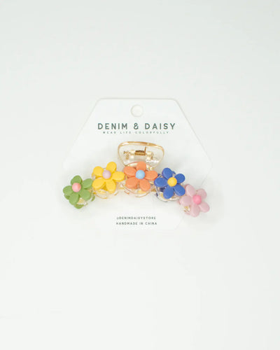 Rainbow Flowers Hair Claw | Denim + Daisy
