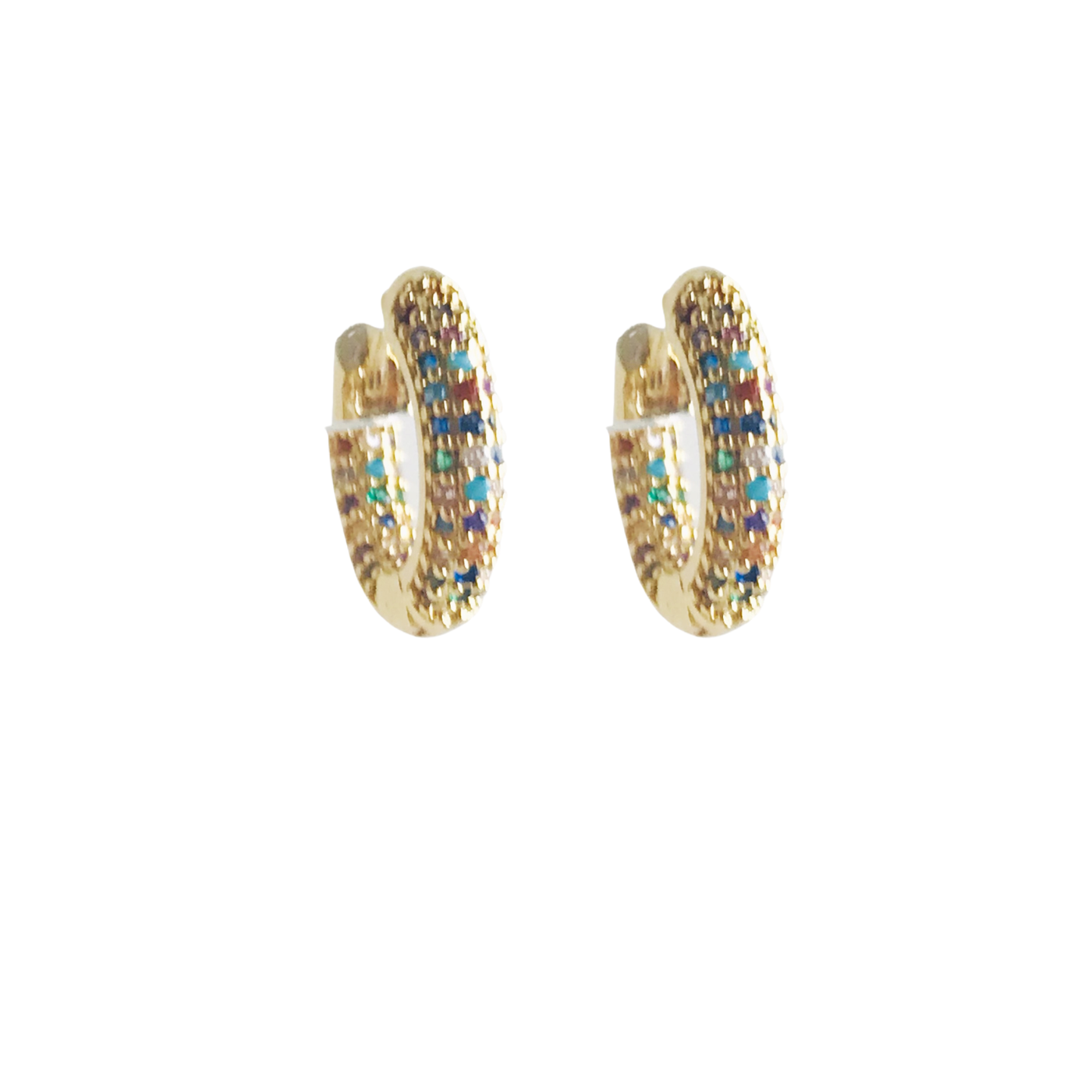 Rainbow Micro Pave Huggie Earrings