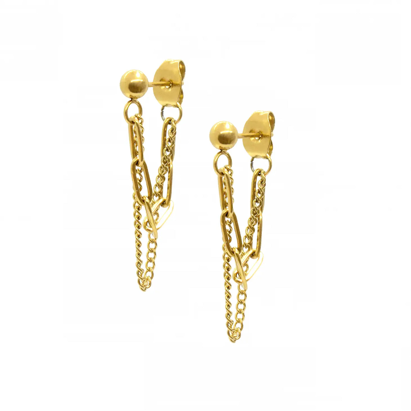 Reyna Gold Duo Loop Chain Earrings