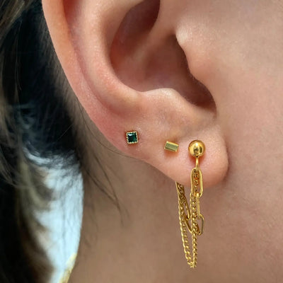 Reyna Gold Duo Loop Chain Earrings