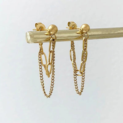 Reyna Gold Duo Loop Chain Earrings