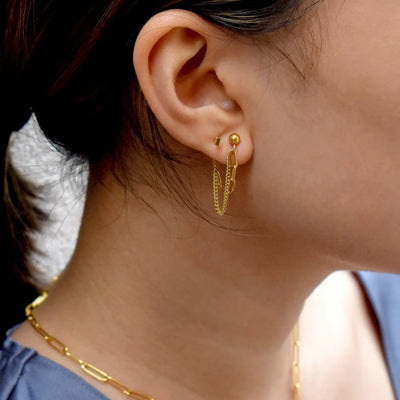Reyna Gold Duo Loop Chain Earrings