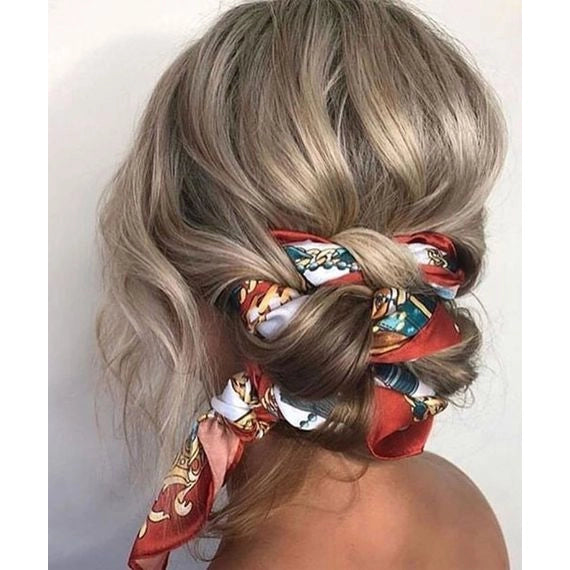 Upcycled Silk Scarf/Head Wrap