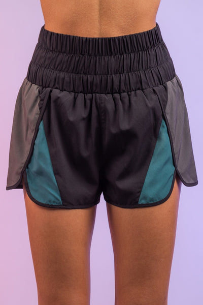 Color Block Active Wear Shorts