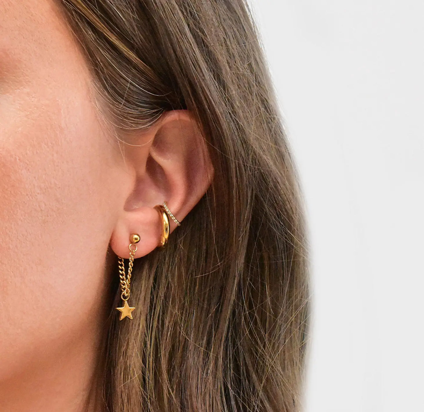 Sia Gold Star Loop Chain Earrings