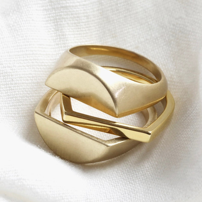 Three Part Signet Ring in Gold