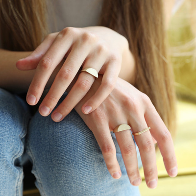 Three Part Signet Ring in Gold