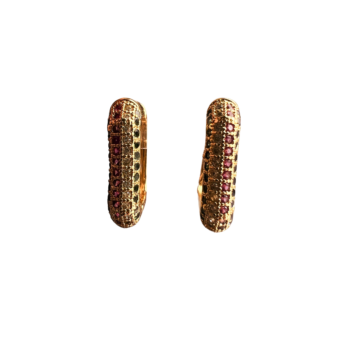 Multi Color Pave Square Huggies