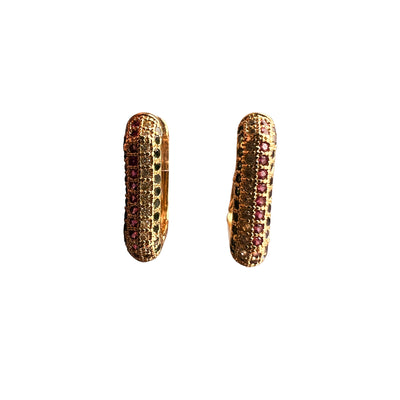 Multi Color Pave Square Huggies